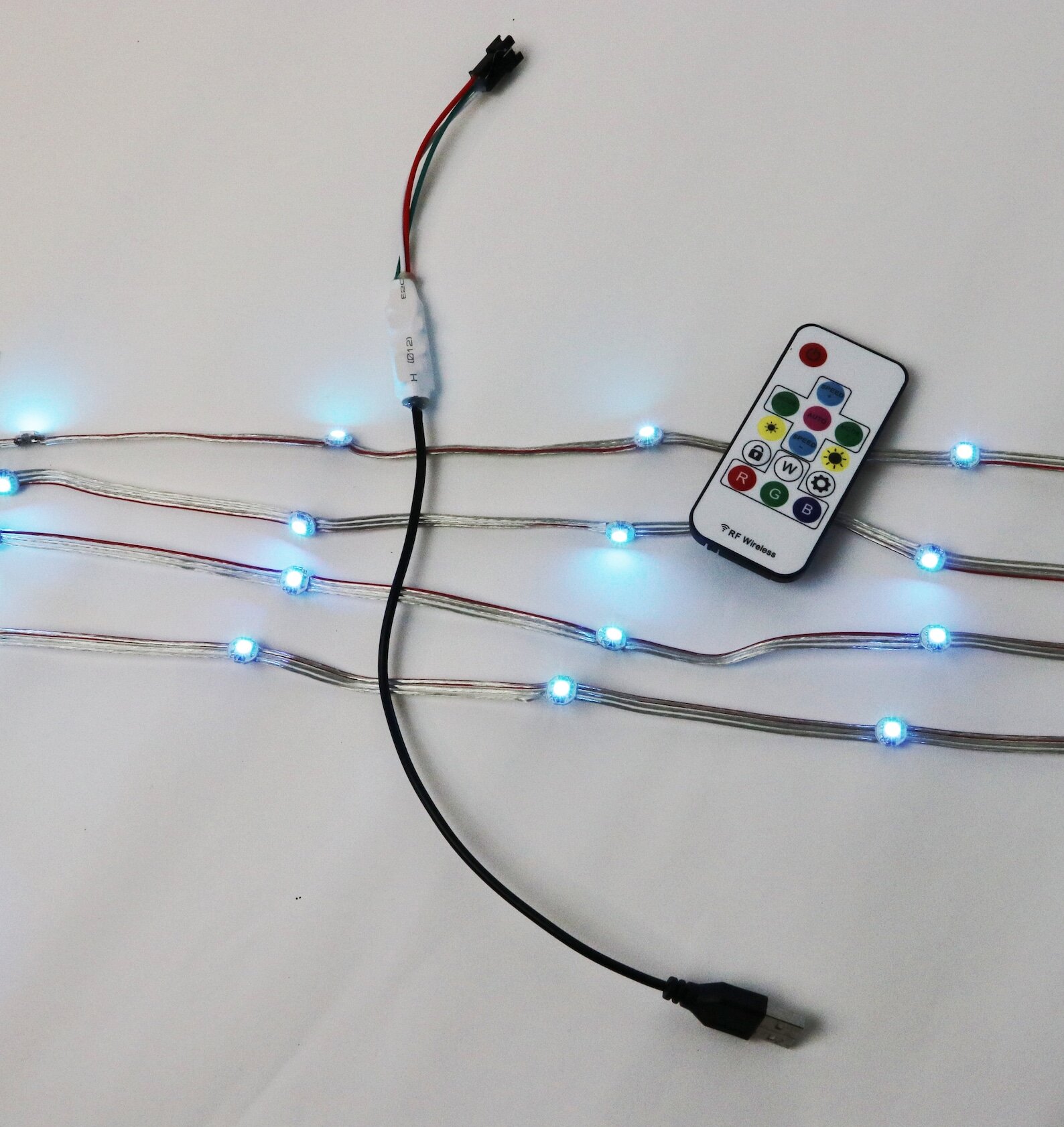 DIY LED starter kit components and strand lights