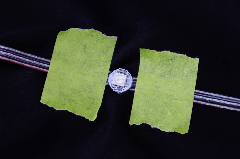 Sewing LEDs to skirt with thread