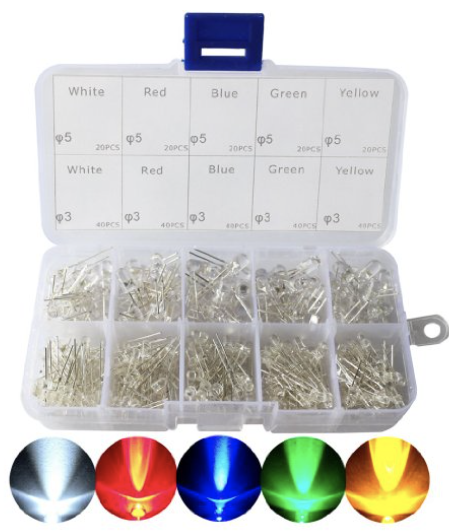 LED set with white, blue, red, and green LEDs